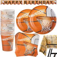 complete 102-piece basketball party supplies bundle with banner, plates, cups, napkins, and tablecloth - ideal for 25 guests logo