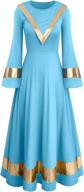 👗 metallic cape collar praise dance dress for women with bi-color bell long sleeves - liturgical worship costume, church tunic robe логотип