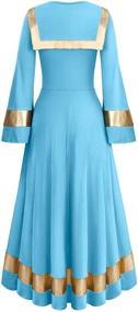 img 3 attached to 👗 Metallic Cape Collar Praise Dance Dress for Women with Bi-Color Bell Long Sleeves - Liturgical Worship Costume, Church Tunic Robe