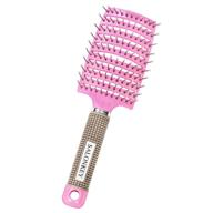 💇 high-quality curved vented styling hair brush for hairdressing professionals - fast drying, detangling, and massage brushes in pink logo