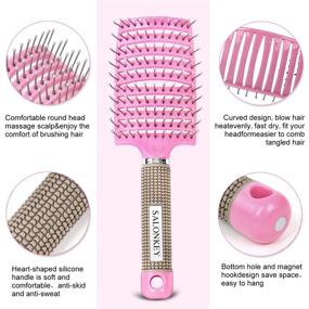 img 2 attached to 💇 High-Quality Curved Vented Styling Hair Brush for Hairdressing Professionals - Fast Drying, Detangling, and Massage Brushes in Pink