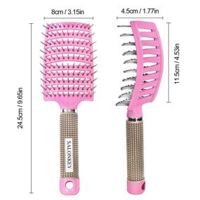 img 3 attached to 💇 High-Quality Curved Vented Styling Hair Brush for Hairdressing Professionals - Fast Drying, Detangling, and Massage Brushes in Pink