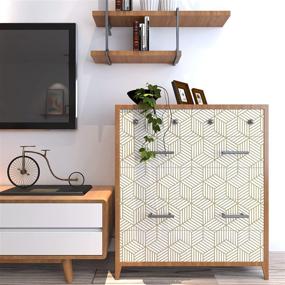 img 1 attached to 🔶 Gold and White Geometric Peel and Stick Wallpaper - Removable Self Adhesive Hexagon Design, Vinyl Film Decorative Roll for Shelf, Drawer, Waterproof 17.7”×118”