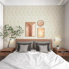 img 3 attached to 🔶 Gold and White Geometric Peel and Stick Wallpaper - Removable Self Adhesive Hexagon Design, Vinyl Film Decorative Roll for Shelf, Drawer, Waterproof 17.7”×118”
