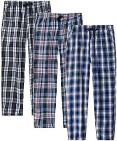 img 4 attached to Plaid Pajamas Sleepwear Cotton Pockets Men's Clothing
