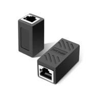 🔌 cat6e/cat6/cat5e ethernet cable extender adapter - rj45 coupler for ethernet, female to female, 2 pack - black logo