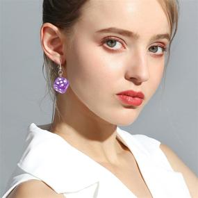 img 2 attached to 🎲 YUNXI 6 Pairs Resin 3D Dice Earrings - Stylish Funny Cubic Design, Geometric Drop Earrings, Aesthetic Cube Dice for Casino Night Club Party - Fashionable Jewelry