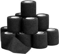 🏥 12-pack self adherent cohesive wrap bandages - 2" wide, 5 yards - all sports athletic tape, elastic self-adhesive tape, breathable wound tape, first aid stretch, cover all tape in black логотип