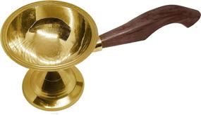 img 2 attached to 🪔 Handheld Puja Lamp - Craftsman Brass Aarti Diya with Wooden Handle, Decorative Tea Light Holder and Oil Lamp, Brass Jyot Dia, for Home and Temple, Kutthu Vilakku - Ideal Indian Housewarming Return Gift Item, Available in Bulk