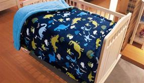 img 1 attached to 🦕 Golden Linens Baby Infants Printed Sherpa Borrego Ultra Soft Warm Throw Blanket Bed Cover 40" X 50" Navy Blue Dinosaur - Cozy and Stylish Blanket for your Little One