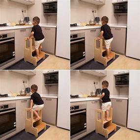 img 3 attached to 🪚 Wooden Kitchen Helper Stool for Toddlers & Children- Kids Step Stool Ideal for Kitchen and Bathroom Use