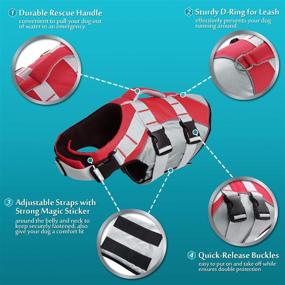 img 3 attached to SUNFURA XL Red Pet Life Jacket - Summer Dog Float Coat 🐶 with Reflective Strips, Rescue Handle, and Adjustable Ripstop Vest for Small, Medium, Large Dogs