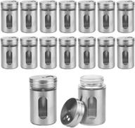 🌶️ lawei 16 pack stainless steel spice shakers - 3 oz glass jars with window, seasoning dispenser with rotatable lid, salt and pepper shakers for salt, sugar, spice, and pepper logo