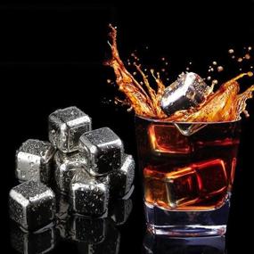 img 2 attached to Stainless Steel Whiskey Stones Gift Set - 8 Reusable Ice Cubes, Chilling Rocks, Tongs - Gift Box Packaging for Men