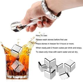 img 3 attached to Stainless Steel Whiskey Stones Gift Set - 8 Reusable Ice Cubes, Chilling Rocks, Tongs - Gift Box Packaging for Men