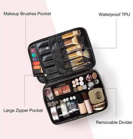 img 3 attached to 💼 Large Makeup Case Organizer - LIGHT FLIGHT Cosmetic Bag with Adjustable Dividers for Cosmetics, Makeup Brushes, Toiletries, and Travel Accessories