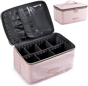 img 4 attached to 💼 Large Makeup Case Organizer - LIGHT FLIGHT Cosmetic Bag with Adjustable Dividers for Cosmetics, Makeup Brushes, Toiletries, and Travel Accessories