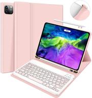 2021 ipad pro 11 case with keyboard - detachable wireless keyboard and pencil holder - tablet case for ipad pro 11 2020 & 2021 (2nd/3rd gen) - pink logo