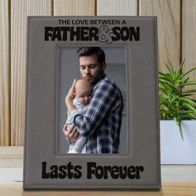 img 1 attached to 🖼️ KATE POSH Engraved Leather Picture Frame: Forever Love Between Father & Son, Father of The Groom, Best Dad Ever, First Father's Day, Daddy & Me Gifts (5" x 7" Vertical)