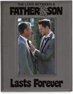 🖼️ kate posh engraved leather picture frame: forever love between father & son, father of the groom, best dad ever, first father's day, daddy & me gifts (5" x 7" vertical) логотип