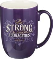 powerful joshua 1:9 scripture mug: be 🔋 strong & courageous with christian art gifts, 15oz, purple logo