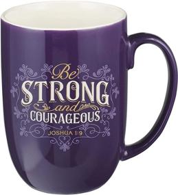 img 3 attached to Powerful Joshua 1:9 Scripture Mug: Be 🔋 Strong & Courageous with Christian Art Gifts, 15oz, Purple