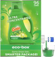 🌿 96 loads ultra concentrated high efficiency (he) original scent gain liquid laundry detergent eco-box soap logo