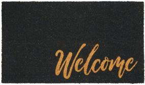 img 4 attached to mDesign Rectangular Coir and Rubber Entryway Welcome Doormat - Stylish Script Design - Black/Natural - Indoor/Outdoor Use