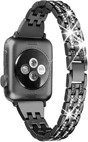 img 4 attached to Secbolt Bling Bands для Apple Watch 38мм 40мм 42мм 44мм Женщины, iWatch SE 💎 Серия 6 5 4 3 2 1, Праздничный Металлический Браслет с Алмазным Реинсктоном Украшенным Ювелирным Ремешком