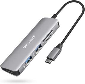 img 4 attached to DRHLWZN USB C Hub: 5-in-1 Type C Adapter with 4K HDMI, 2 USB 3.0, SD/TF Card Reader - MacBook Pro, iPad Pro, MacBook Air, Dell XPS