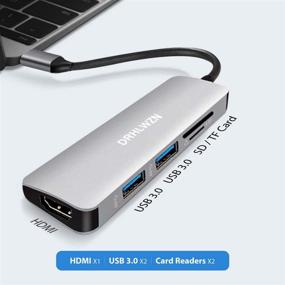 img 3 attached to DRHLWZN USB C Hub: 5-in-1 Type C Adapter with 4K HDMI, 2 USB 3.0, SD/TF Card Reader - MacBook Pro, iPad Pro, MacBook Air, Dell XPS