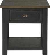 🏠 stylish martin svensson home solid wood end table in black with brown top - enhance your living space logo