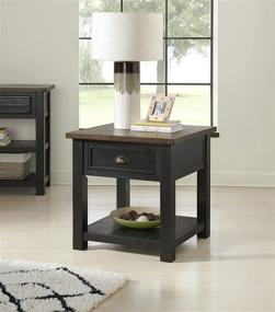 img 2 attached to 🏠 Stylish Martin Svensson Home Solid Wood End Table in Black with Brown Top - Enhance Your Living Space