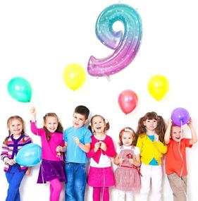 img 2 attached to 🎈 Gifloon Number 9 Balloon, 40-Inch Large Number Balloons for 9th Birthday Decorations - Supplies & Sign Décor for 9-Year-Old Birthday Party