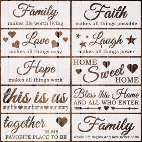 img 4 attached to Coocamo 10 Pack Word Stencils: Reusable Family Stencils for Wood Painting, Porch Décor, Front Door Art, Walls & More