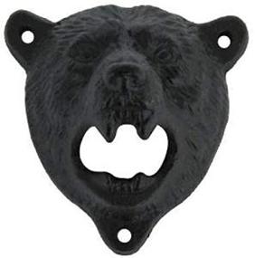 img 1 attached to 🐻 Kipokalor Cast Iron Wall Mount Grizzly Bear Teeth Bite Bottle Opener (Black Bear) - Unique and Sturdy Wall-Mounted Opener for Bottles