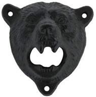 🐻 kipokalor cast iron wall mount grizzly bear teeth bite bottle opener (black bear) - unique and sturdy wall-mounted opener for bottles logo