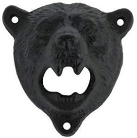 img 4 attached to 🐻 Kipokalor Cast Iron Wall Mount Grizzly Bear Teeth Bite Bottle Opener (Black Bear) - Unique and Sturdy Wall-Mounted Opener for Bottles