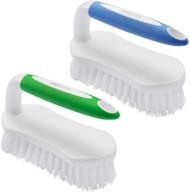 amazer scrub brush with comfort grip & flexible stiff bristles - heavy duty 🧼 for bathroom, shower, sink, carpet and floor cleaning - pack of 2 (blue and green) logo
