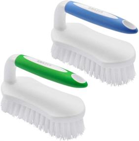 img 4 attached to Amazer Scrub Brush with Comfort Grip & Flexible Stiff Bristles - Heavy Duty 🧼 for Bathroom, Shower, Sink, Carpet and Floor Cleaning - Pack of 2 (Blue and Green)