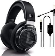 🎧 neego gaming attachable microphone, philips shp9500 over-ear wired stereo hifi headphones, comfort fit professional studio monitor with open-back 50mm drivers (black) logo