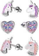 hypoallergenic unicorn butterfly screwback toddlers girls' jewelry for earrings logo