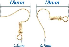 img 3 attached to 📎 TOAOB 100pcs Hypoallergenic Earring Hooks: French Ear Wires with Ball and Coil, 18mm K Gold Tone Fish Hook Earrings Making Supplies - Jewelry Findings