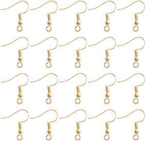 img 4 attached to 📎 TOAOB 100pcs Hypoallergenic Earring Hooks: French Ear Wires with Ball and Coil, 18mm K Gold Tone Fish Hook Earrings Making Supplies - Jewelry Findings