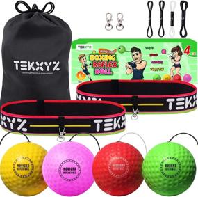 img 4 attached to 🥊 TEKXYZ Boxing Reflex Ball Family Pack: Enhancing Reaction, Agility, and Hand-Eye Coordination Training with 4 Different Balls and Headband