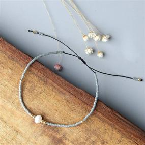 img 2 attached to KELITCH Handmade Adjustable Seed Beaded Bracelets with Freshwater Cultured Pearls - Thin Rope Friendship, Natural Accessories for Women, Ideal Gifts