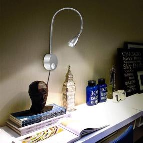 img 4 attached to 🔦 LED Wall-Mounted Reading Lamp, Aluminum Bedside Lights Plug-in Sconce Lamp with Night Lighting, 200LM/3000K/3W/110-240V AC, 30° Beam Angle, 38cm Gooseneck Length (Set of 2)