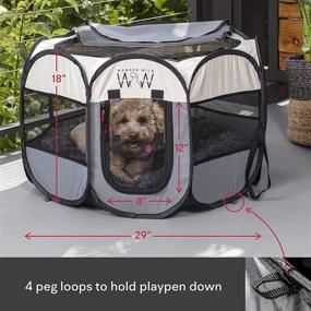 img 2 attached to Upgraded Portable Foldable Pet Playpen with Removable Roll Up Shade Cover - Carry Case, Free Travel Bowl Included - Premium Quality Play Pen for Small Dogs