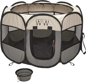 img 4 attached to Upgraded Portable Foldable Pet Playpen with Removable Roll Up Shade Cover - Carry Case, Free Travel Bowl Included - Premium Quality Play Pen for Small Dogs