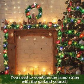 img 2 attached to 🎄 4 Strands Christmas Garland 72 Feet Artificial Pine Garland with 160 LED String Lights for Christmas, Holiday, and Wedding Party Decoration - Soft Greenery in Green with Multicolor Illumination